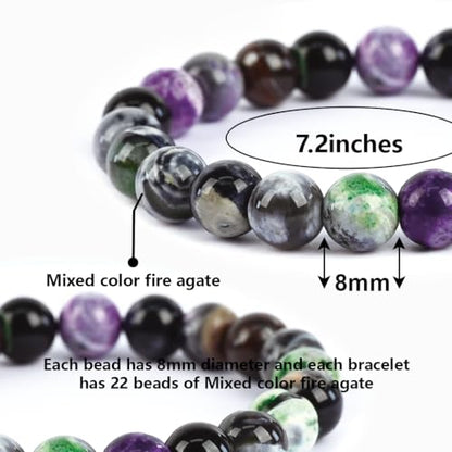 Natural Energy Healing Stone Charm Bracelet 8mm Natural Energy Healing Lava Rock Bracelet - Unisex - color: ZLY-Mixed color agate