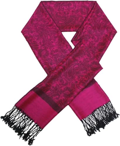 Pashmina Shawl Wrap for Women Soft Lightweight Multi-Purpose Scarf for Weddings, Parties & Casual Wear - color: Deep Rose - Pl1808