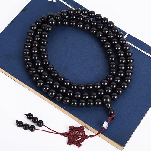Natural Black Sandalwood 108 Mala Bracelet for Men Buddha Beads Necklace Ebony Prayer Beads Bracelet - style: 10mm Black Sandalwood - 41 inches