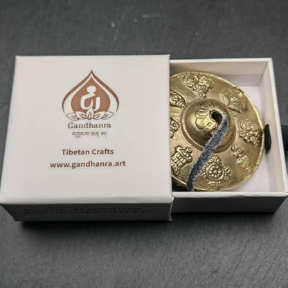 Tibetan Tingsha Bell Set - Tibetan Cymbals - for Sound Healing, Yoga, Meditation, and Mindfulness,Handmade in Nepal,Made of Brass,Astamangal Pattern,6.5cm/2.6 inch - color: 3-Brass-Astamangal-6.5cm