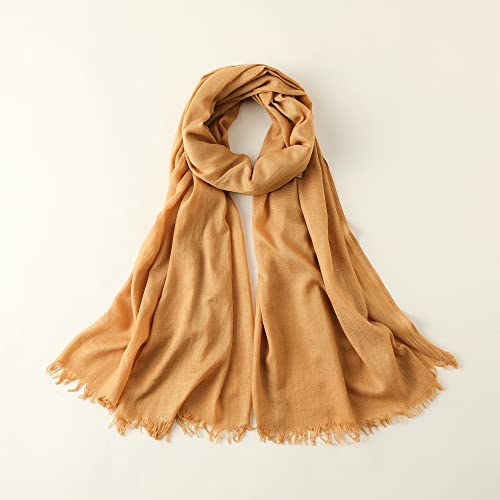 Jeelow Solid Color Scarf Wrap Shawl for Women Men – Soft Lightweight Head Scarf, All Season, Travel Beach Office Daily Wear - color: Ginger
