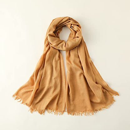 Jeelow Solid Color Scarf Wrap Shawl for Women Men – Soft Lightweight Head Scarf, All Season, Travel Beach Office Daily Wear - color: Ginger