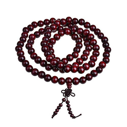 Rosewood Mala Beads Necklace - 10mm Beads, Handmade, Stretchable, Grounding Grace Rosary