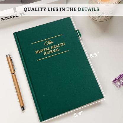 Mental Health Journal for Women and Men - Anxiety & Guided Journal with Mood & Habit Tracker - Take 5 Minuets Everyday - 91 Days Self Care Journal with Prompts, Green - color: Green