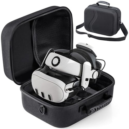 STARTRC GAMES Carrying Case for Meta Quest 3, Large Travel Case Compatible with BOBOVR S3 Pro/KIWI Design Battery Head Strap and Other Accessories, Hard Shell Travel Bag for Oculus Quest 3 - color: Black