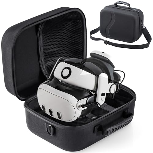 STARTRC GAMES Carrying Case for Meta Quest 3, Large Travel Case Compatible with BOBOVR S3 Pro/KIWI Design Battery Head Strap and Other Accessories, Hard Shell Travel Bag for Oculus Quest 3 - color: Black