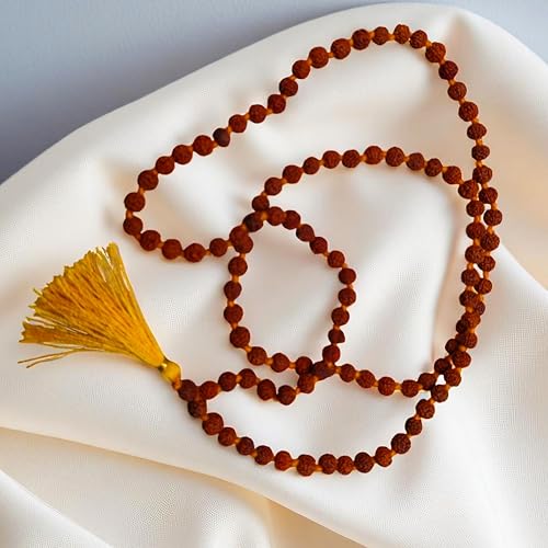 Rudraksha Mala 5mm Beads, Natural Rudraksha Bead Necklace for Men & Women, Spiritual Jewelry for Daily Wear, Yoga & Meditation, Hindu Sacred Beads for Protection & Energy