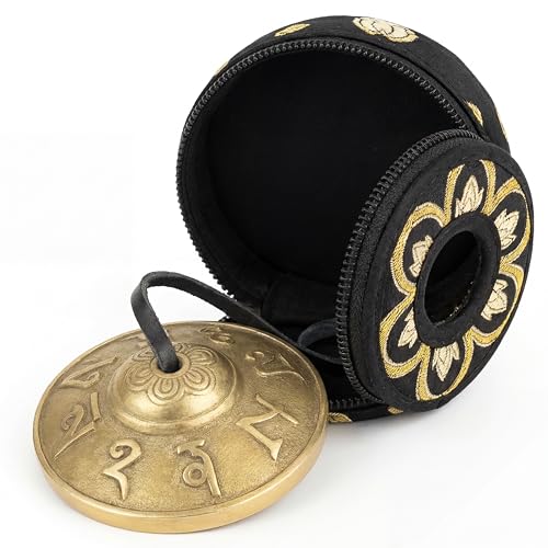 Tibetan Tingsha Cymbal Bells With Case | Handcrafted in Nepal 6.5 cm Sound Healing Meditation Bells for Mindfulness, Yoga and Meditation Instrument - color: Black