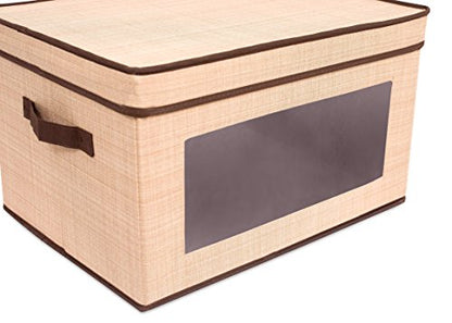 Internet's Best Storage Box with Window - Durable Storage Bin Basket Containers with Lids and Handles - Clothes Nursery Toys Organizer - Brown (Beige) - color: Brown