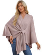 PULI Women's Elegant Shawl Wraps Soft Open Front Poncho Sweater for Spring Fall Winter - color: Front Tab-oatmeal