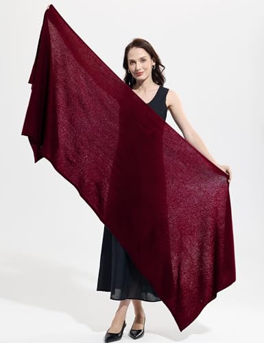 Soft Cashmere Blend Wrap Chic Scarf Stole for Women Wayfarer Travel Extra Large 87"x28" - color: Wine Red