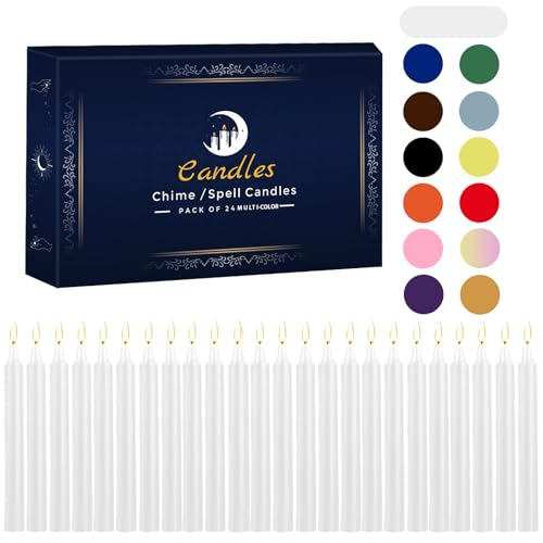 24 Pack White Spell Chime Candles – Premium Mini Unscented Taper Candles for Rituals, Prayer, Meditation, Altar, Spells – 4" Tall – Ideal for Witches & Spiritual Practices - color: White