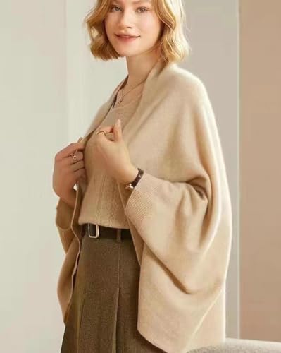 Women's Soft Shawls and Wraps Knitted Warm Shawl With Sleeves Fashion Shawl Wrap Lightweight Open Front Poncho 2026 - color: Beige Camel