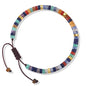 CASDAN Natural Crystal Beaded Bracelet for Women Natural Stone Adjustable Braided Rope Bracelets Spiritual Bracelet Inspirational Gifts - color: 7 Chakras