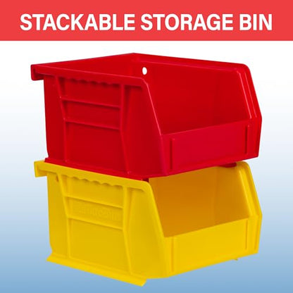 Akro-Mils 30210 AkroBins Plastic Storage Bins, Space-Saving Stackable Bins for Garage, Pantry, Craft Organization, 5" x 4" x 3", Red, 24-Pack - color: Red