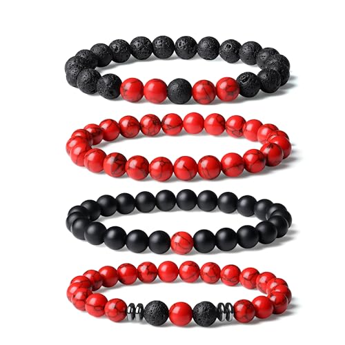 Mens Beaded Bracelets, 8MM Beaded Bracelets for Men, Natural Tiger Eye Bead Bracelet, Stretch Elastic Beads Bracelets for Men
