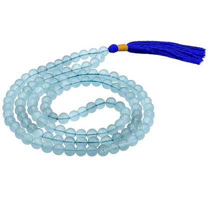 Amazing Gemstone Aquamarine Mala Beads - 108 Prayer Beads for Meditation and Mindfulness Practice, Handcrafted Mala Beads with Natural Gemstones for Spiritual Healing and Relaxation (Plain) - color: Aquamarine, style: Plain