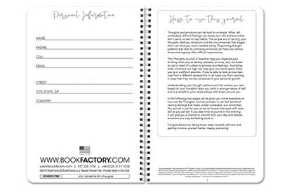BookFactory Thoughts Journal Thought Diary Log Book, 100 Pages - 6'' x 9'', Durable Thick Translucent Cover, Wire-O Binding (Made in USA) - style: Thoughts Wire-O