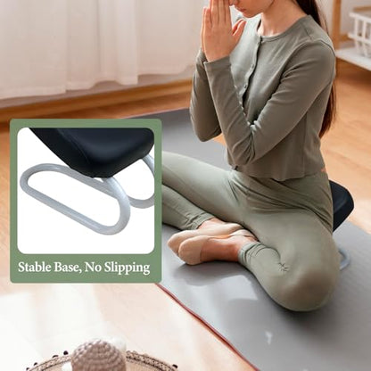 Kneeling Meditation Stool Chair Sturdy Ergonomic Compact Adults Comfortable Gift Seat Meditation Bench for Studio Praying, Black - color: Black