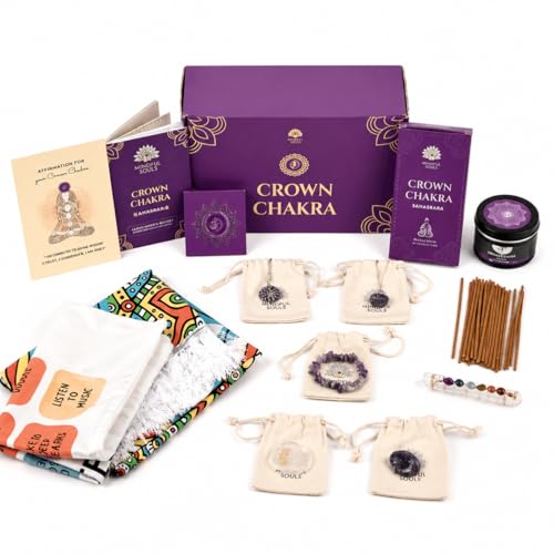 Crown Chakra Healing Kit – Clarity & Connection with Crystals, Essential Oils, Candle, Meditation Shawl, Chakra Jewelry, Affirmations & Guidebook – (7th Box) - color: Crown Chakra