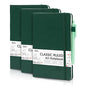 feela 3 Pack Notebooks Journals Bulk with 3 Black Pens, A5 Hardcover Notebook Classic Ruled Lined Journal Set with Pen Holder for Work Business Journaling Note Taking, 120 GSM, 5.1”x8.3”, Dark Green - color: 3 Pack green