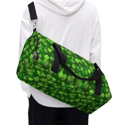 St Patricks Day Green Shamrock Clover Leaf Grass Large Capacity Portable Fitness Bag, Easy to Carry - color: St patricks day green Shamrock clover leaf gr