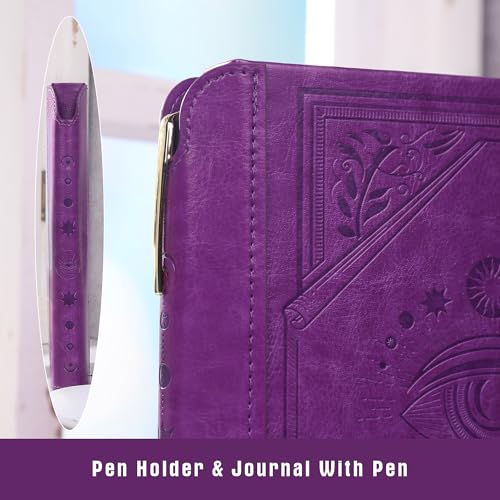 TIEFOSSI Lined Journal Notebook for Women Men, Leather Journal with Pen, A5 Evil Eye Hardcover Notebook for Work, Journaling, Travel & School, 100 GSM Thick Paper, 320 Numbered Pages, 6.2 x 8.3 in - color: Deep purple