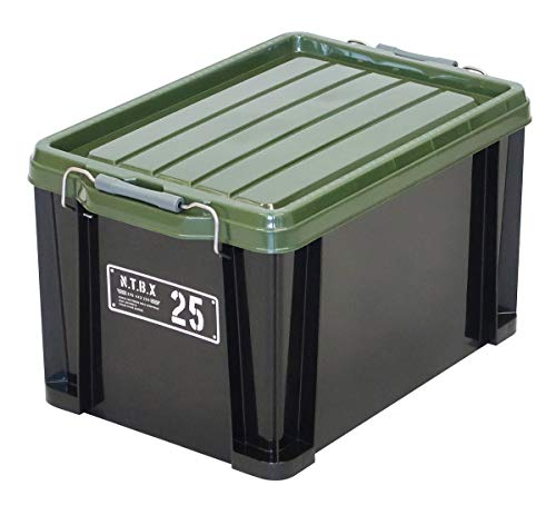 アステージ JEJ Astage Storage Box [X Series NT Box #25], Black Green, Disaster Prevention, Width 11.6 x Depth 17.3 x Height 10.2 inches (29.5 x 44 x 26 cm), Made in Japan, Stacked