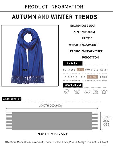 Pashmina Shawl Women Winter Scarf Warm Wedding Wraps Ladies Scarves for Evening Dresses - color: Royal Blue