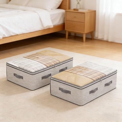 2 PCS Large Storage Bag, Heavy-Duty Non-Woven Fabric with Transparent Window, Multi-Layer Vertical Storage, Suitable for Closet and Under-Bed use.