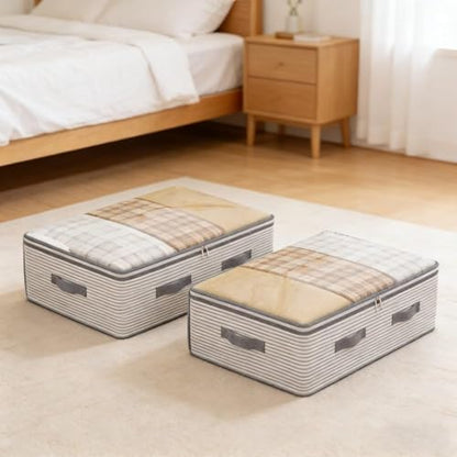 2 PCS Large Storage Bag, Heavy-Duty Non-Woven Fabric with Transparent Window, Multi-Layer Vertical Storage, Suitable for Closet and Under-Bed use.