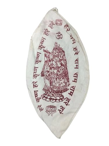 Gaumukhi Jap Mala Bag Hare Ram Hare Krishna Design Indian Handicraft Cotton Mala Chanting Prayer Jholi Mantra Japa Meditation & Yoga Prayer Bag (White) - color: White