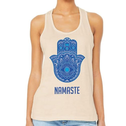 Namaste Print Women's Racerback Tank - Yoga Lover Gift Ideas - Meditation Inspired Present - color: Natural, size: Large