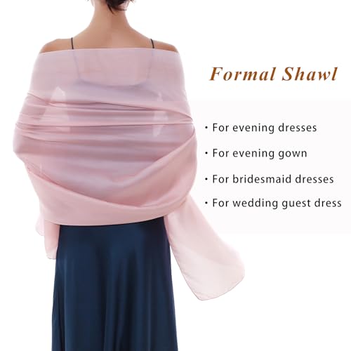 RIIQIICHY Women Shawls and Wraps for Evening Dresses Like Chiffon Silk Scarf Formal Silky Pashmina Shawls for Weddings - color: Pink-1