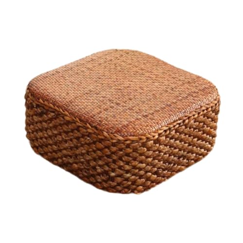 Rattan Cushion for Floor Seating, Meditation Pad for and Relaxation, Dark Square Stool - color: Dark Square Stool