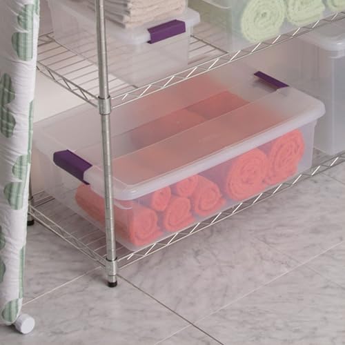 Sterilite 24-Pack 32 Quart ClearView Latch Box, Stackable Organizer Bins with Latching Lids - Clear Plastic Organization Containers for Closet, Bedroom, Shelving Units and Everyday Home Storage - size: 24 Pack, style: 32 Quart