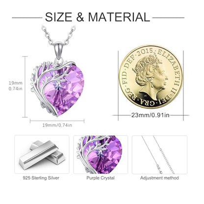 Tree of Life Necklace for Women 925 Sterling Silver Crystal Tree of Life Pendant Necklace Crystal Pendant Jewelry Gift for Women