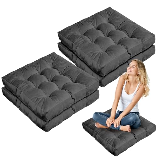 Jerify Floor Pillow Cushions Large Round Square Large Meditation Floor Pillow for Classroom Adult Meditation Picnic Party Seating Learning Daycare School(Square,Dark Grey,4 Pcs) - color: Dark Gray, size: Square