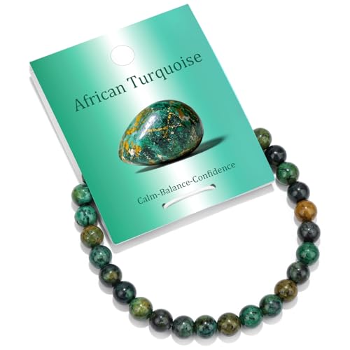 Vinswet 4mm 6mm 8mm Healing Crystal Bracelets for Women Men Natural Stone Beaded Stretch Bracelet Handmade Gemstone Reiki Spiritual Jewelry Gifts - color: African Turquoise, size: 6mm