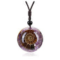 Jovivi 7 Chakra Gemstone Reki Healing Crystal Necklace Round Circle Shape Ammonite Fossil Resin Chip Stones Pendant Necklace for Women Men Life Tree Jewelry Christmas Gifts - color: Ammonite Fossil - Amethyst