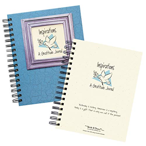 Write it Down series by Journals Unlimited, Guided Journal, Inspirations, A Gratitude Journal, Full-size 7.5"x 9", Blue Hard Cover, Made in USA