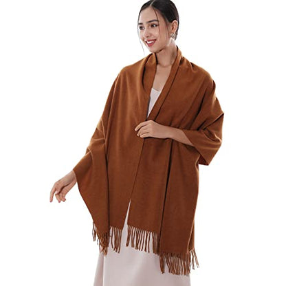 RIIQIICHY Winter Scarfs for Women Pashmina Shawls Wraps for Evening Dresses Large Warm Soft Scarves - color: Caramel