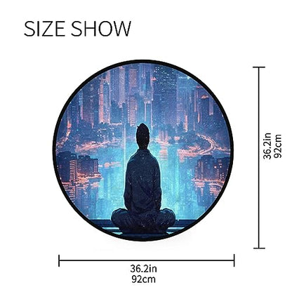 Premium 3ft Round Area Rug Meditating Figure Design Rug Soft Non-Slip Ideal for Kitchen Living Room Bedroom Washable & Durable