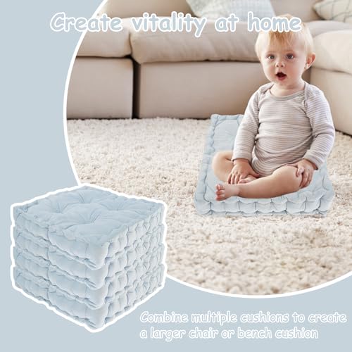 Meditation Cushion Floor Pillow, Large Square Floor Cushions for Adults, Double-Side Tufted Seat Cushion, Floor Pillows Seating for Classroom Sofa Living Room Tatami Outdoor Yoga, 17.7x17.7x43.5in