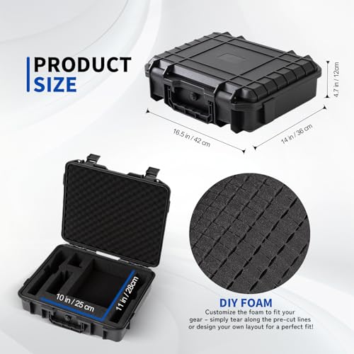 Microphone Carrying Storage Hard Case 2 mic Custom Foam+（ DIY Foam） for Mic Audio Gear Mic Bag Microphone case compatible Phenyx TONOR shure Wireless Microphone 16.5 x 14 x 4.7 inch - color: 2mic case