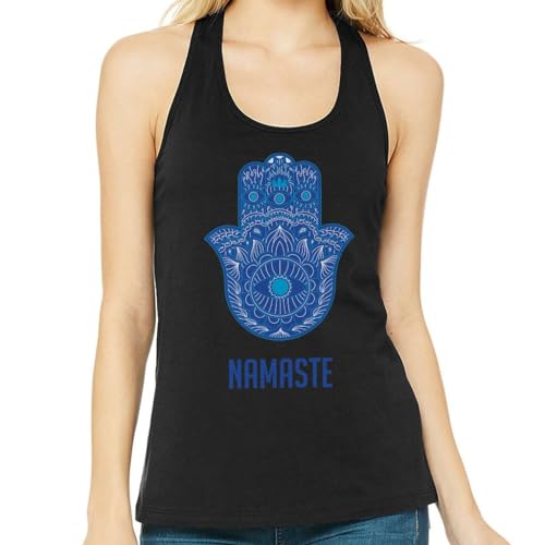 Namaste Print Women's Racerback Tank - Yoga Lover Gift Ideas - Meditation Inspired Present - color: Black, size: Large