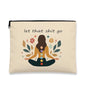 Meditation Floral Cosmetic Bag, Bohemian Chic Zen Makeup Pouch for Women, Portable Canvas Zip Organizer, Mindfulness Gift for Spring 7x9 Inch