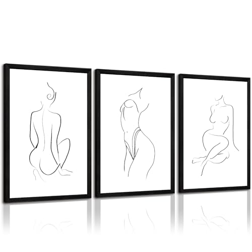 Minimalist Line Wall Art Woman Body Outline Wall Art Prints Women Figure Drawing Painting Body Line Wall Decor Female Wall Art Abstract Woman Silhouette Canvas Art Aesthetic 16x24x3 Inch Framed - color: Woman Line Art - B, size: 24"L x 16"W, style: Framed