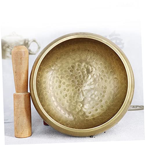 Buddhist Sound Therapy Bowl Meditation Bowl with Chime Stick Size 13cm Handmade - size: 13*13CM