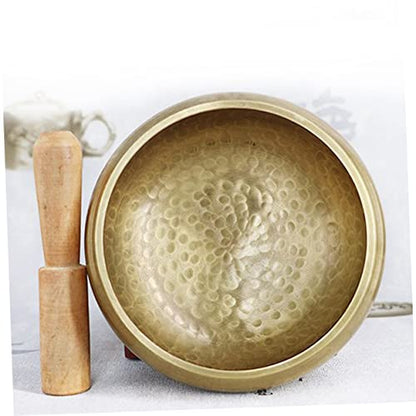 Buddhist Sound Therapy Bowl Meditation Bowl with Chime Stick Size 13cm Handmade - size: 13*13CM